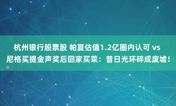 杭州银行股票股 帕夏估值1.2亿圈内认可 vs 尼格买提金声奖后回家买菜：昔日光环碎成废墟！